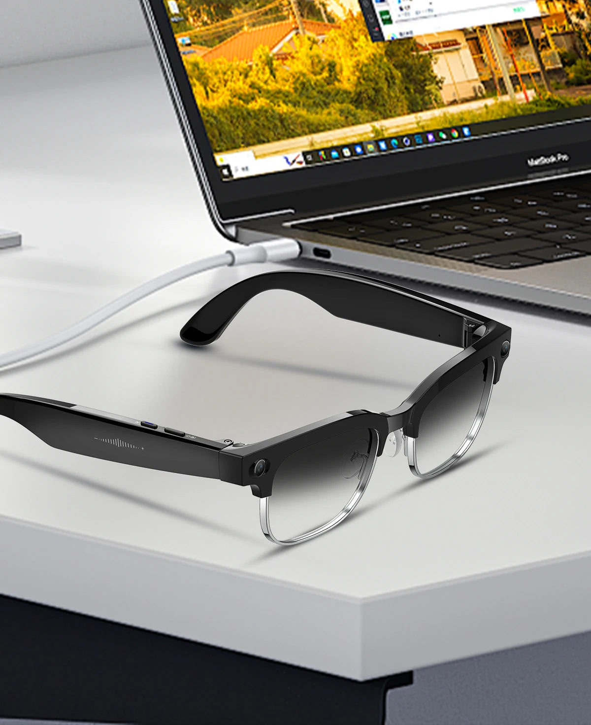 GUHUAVMI W630 AI Smart Glasses – 800MP Dual Camera, 4K Video, BT 5.3, AI ChatGPT, Voice Translation & Blue Light Blocking