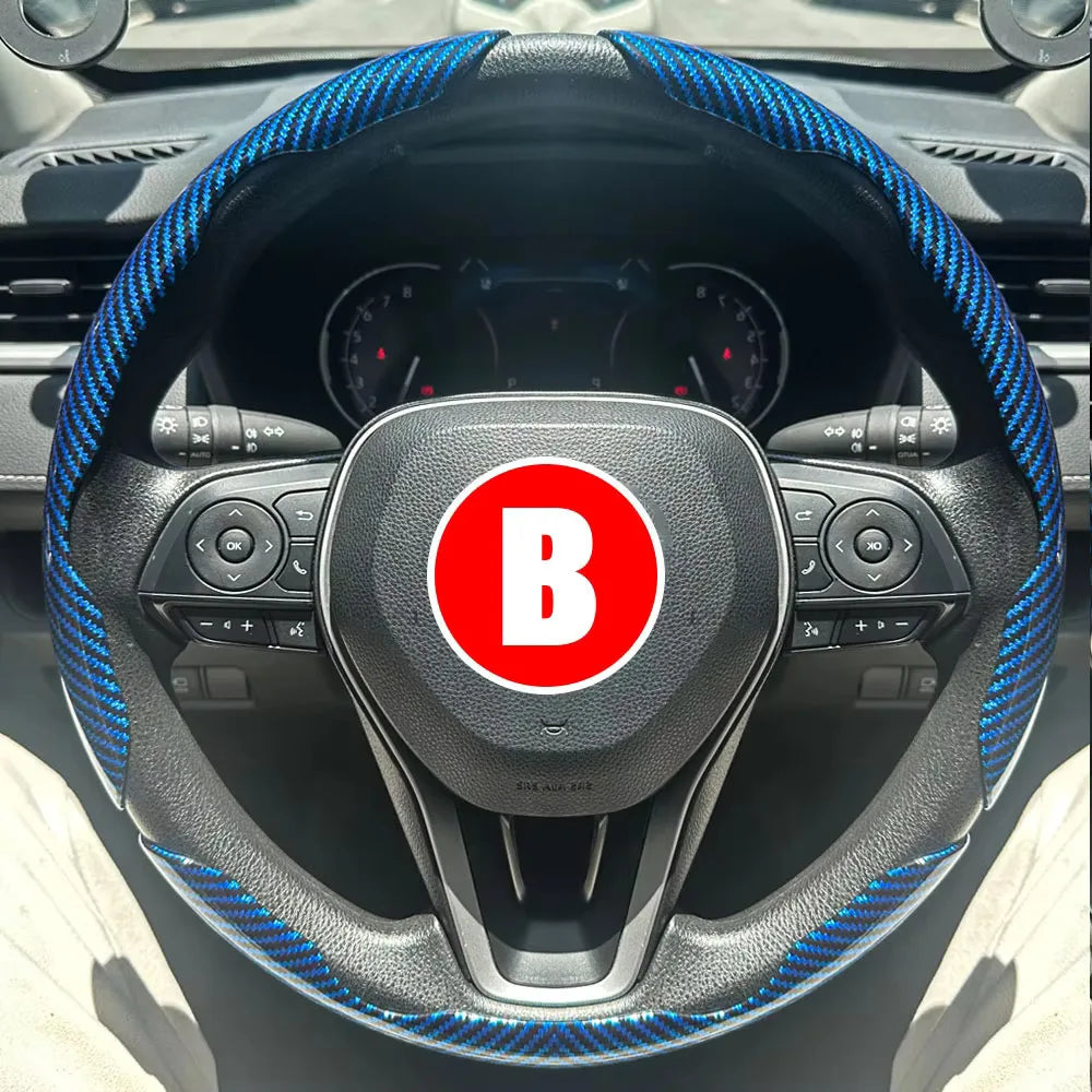 3PCS Car Steering Wheel Cover Warm Winter 38cm Round Steery Wheel Universa Glossy Laser Carbon Fiber Auto Interior Accessories