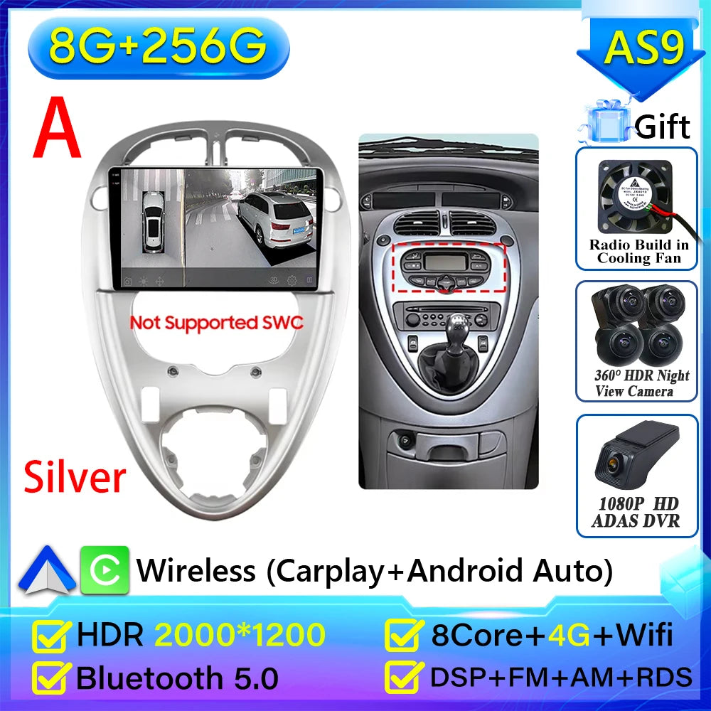 For Citroen Xsara Picasso 1999-2010 Car Radio Carplay Multimedia Player Screen GPS Navigation Android Auto Video Wifi No 2din 2K