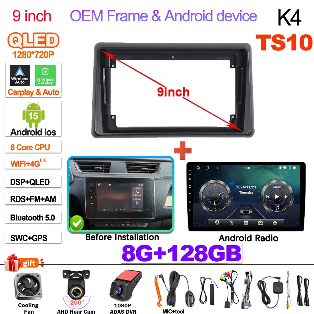Android Car Stereo for Renault Express (2021–2022) — Wireless CarPlay, Android Auto, GPS, 5G WiFi