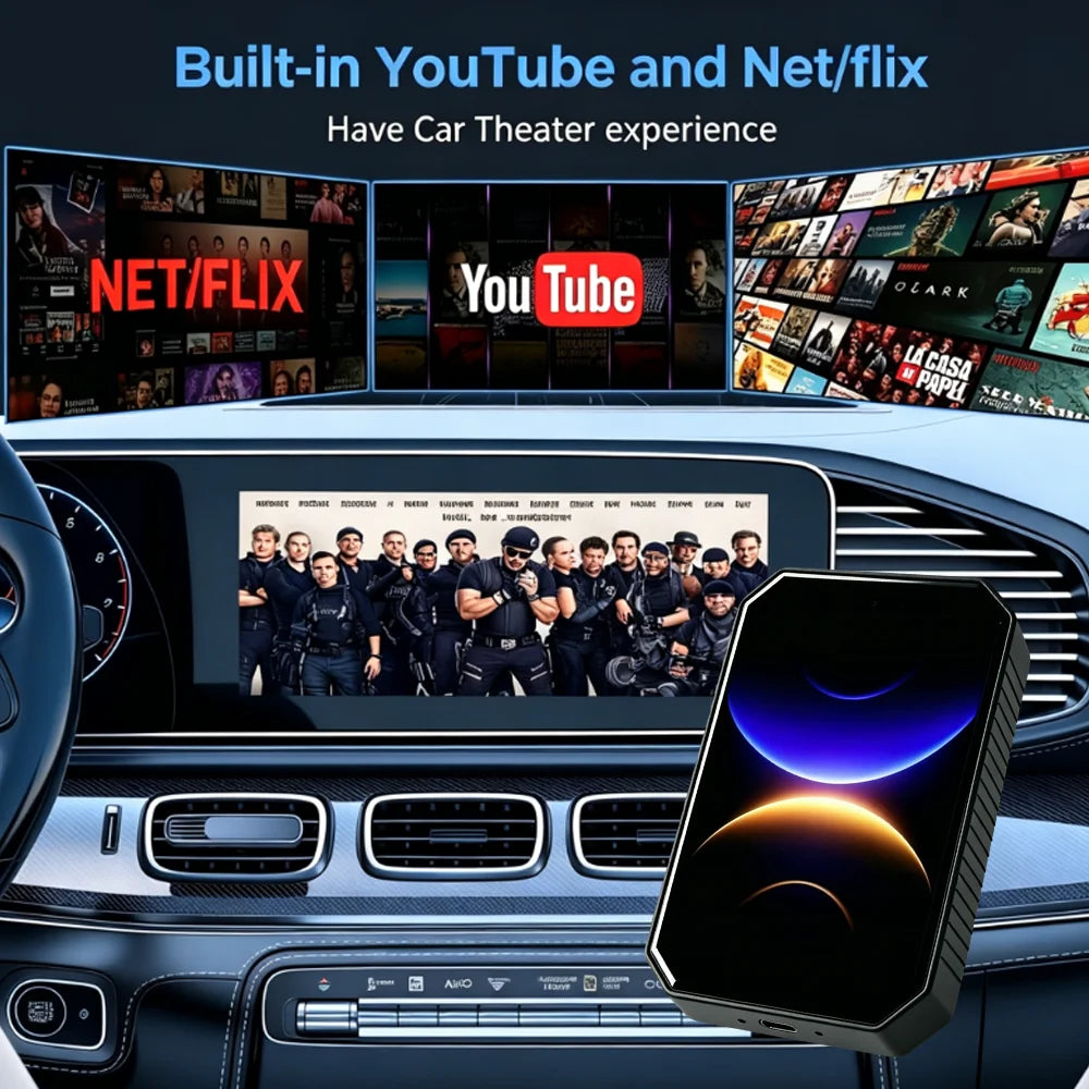 PLAYAIBOX CarPlay AI Box — Wireless CarPlay & Android Auto Adapter with Android 15 Smart System
