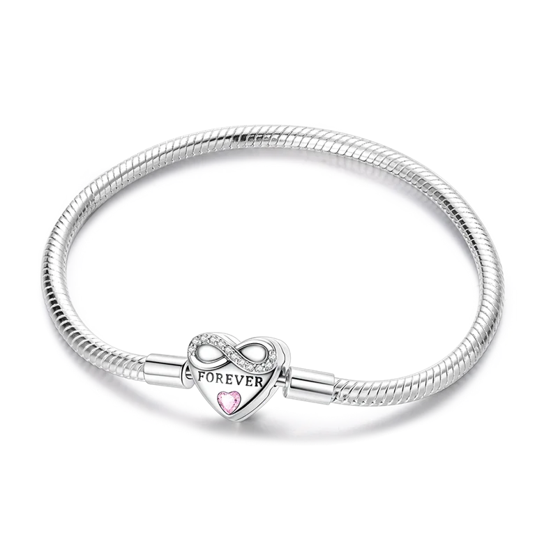925 Sterling Silver Heart Charm Bracelet for Women - DIY Beads