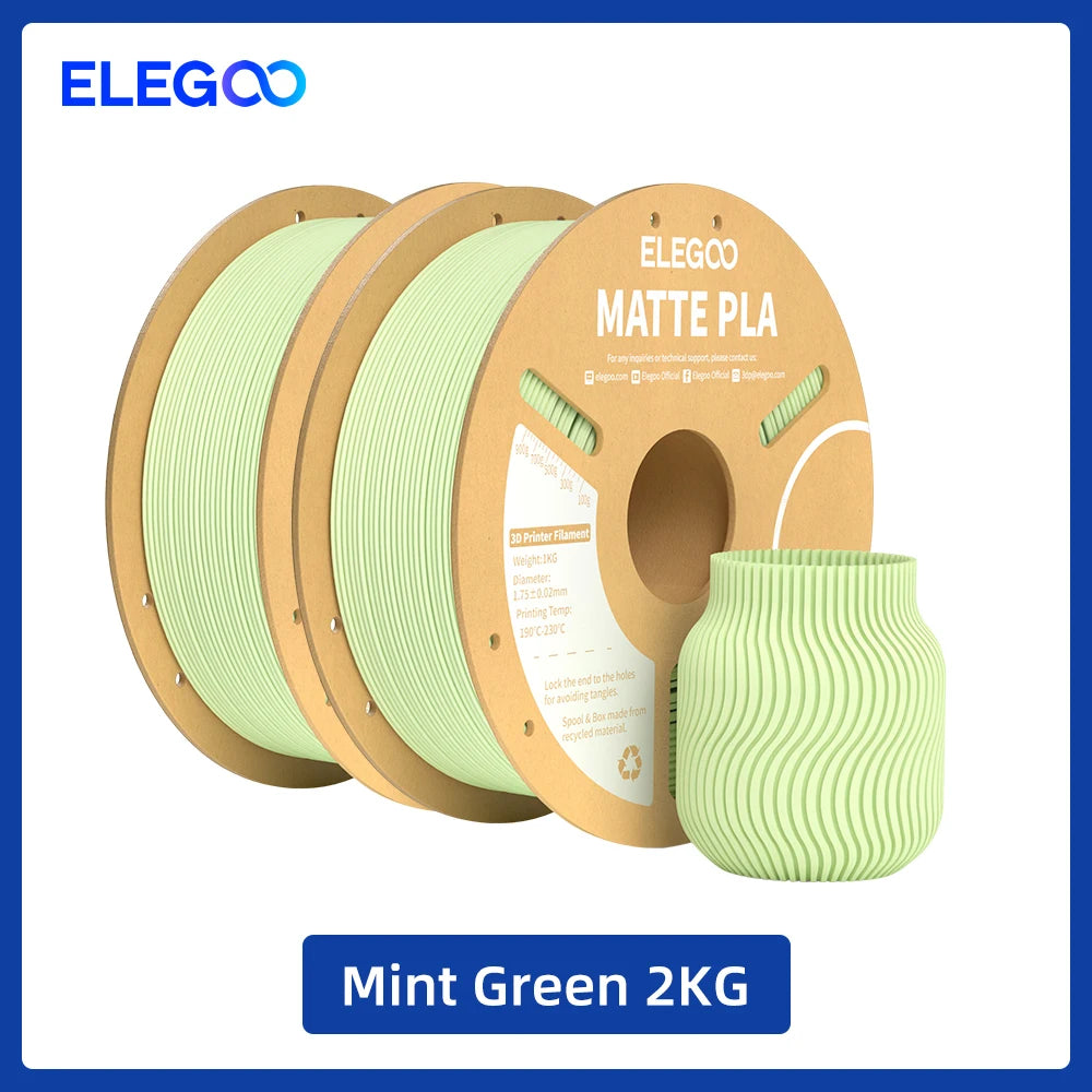 ELEGOO Matte PLA Filament 1KG,1.75mm FDM 3D Printer Filament Dimensional Accuracy +/- 0.02mm, 1kg Carboard Spool (2.2lbs)
