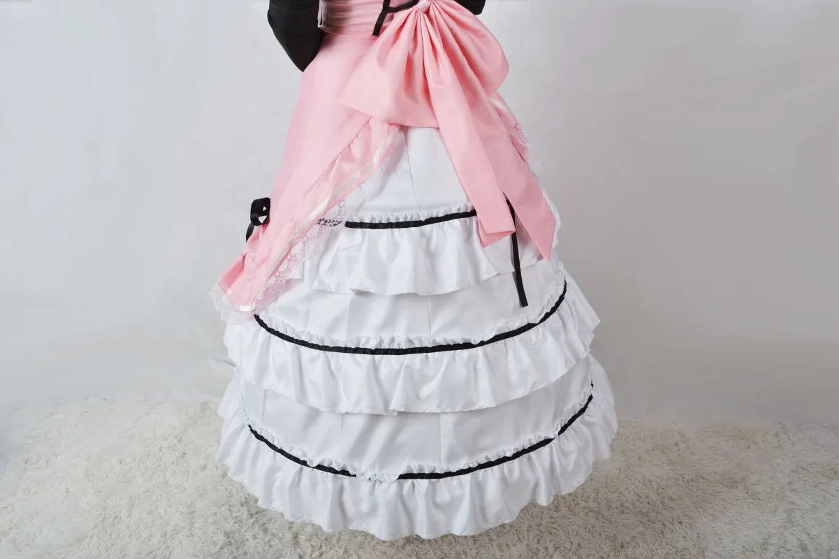 Anime Black Butler Ciel Phantomhive Young Master Cosplay Pink Robin Uniform Lolita Suit Wig Sleeveless Lace Maid Cut Dress