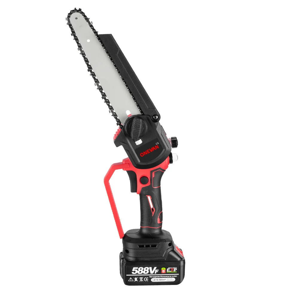ONEVAN 4500W 8 Inch Brushless Electric Saw Chainsaw With Oil Spray Rechargeable 45000RPM Woodworking Tool For Makita Battery Pin