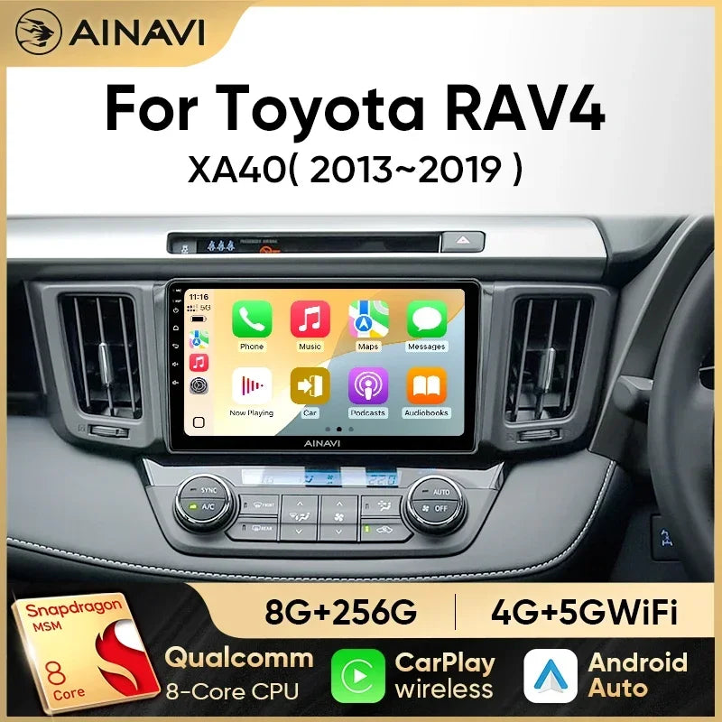 Ainavi Car Radio Multimedia Player For Toyota RAV4 RAV 4 XA40 2013-2019 RHD LHD Android 12 Auto Wireless Carplay Car Stereo DSP