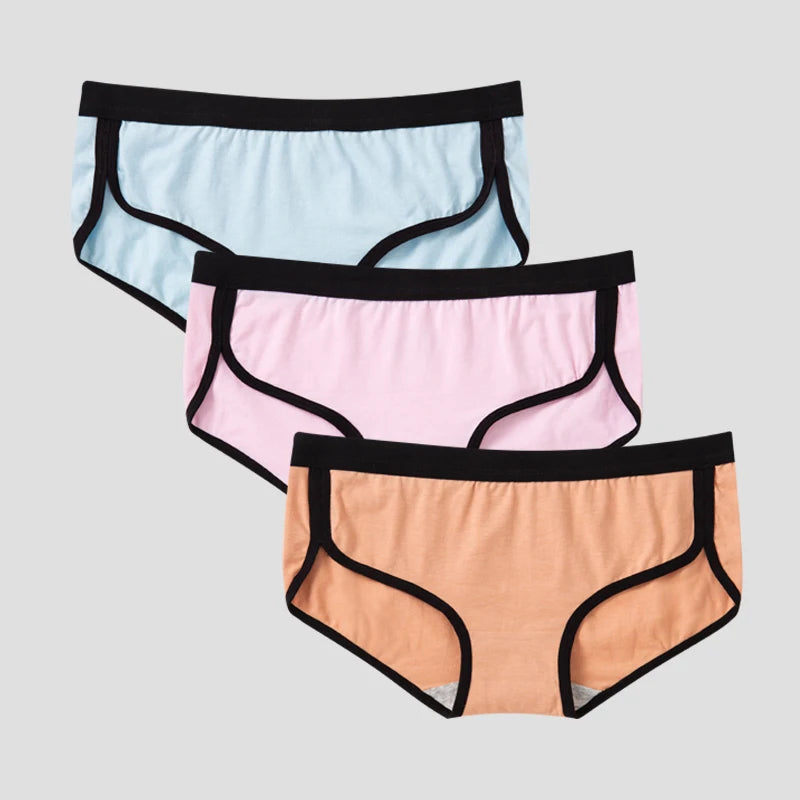 BANNIROU 3-Pack Cotton Briefs – Breathable Low-Rise Panties