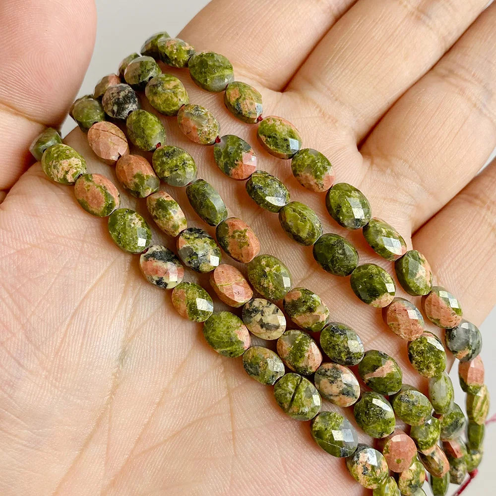 Healing Faceted Gems Beads Oval Shape Natural Crystal Jaspers Stone Loose Beads For Jewelry Making Necklace DIY Bracelet 6x8mm