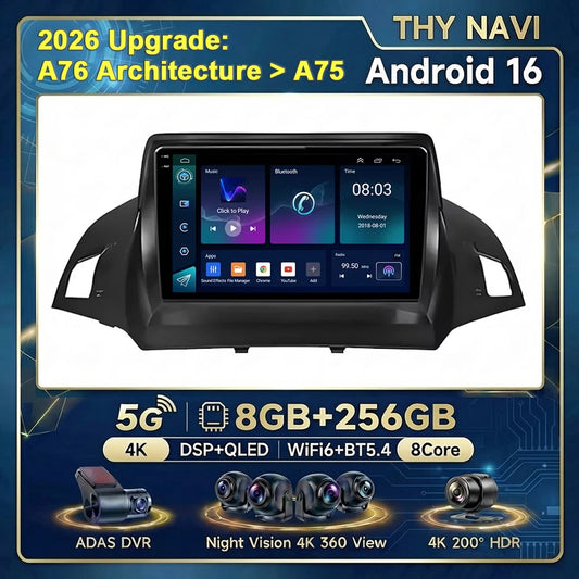 Android Car Stereo for Ford C-MAX, Kuga 2 & Escape 3 (2012–2019) — Wireless CarPlay, Android Auto, GPS, WiFi