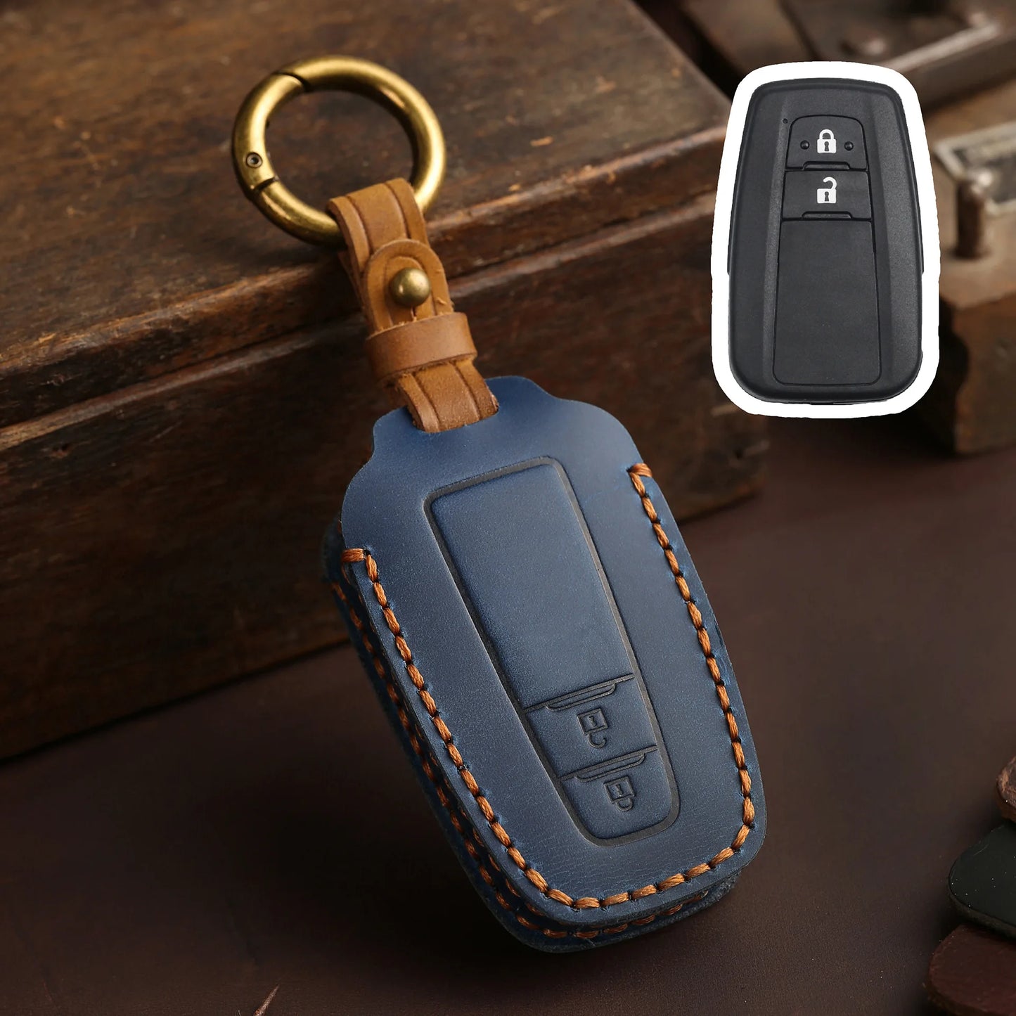 Leather Car Key Fob Case Cover for Toyota CHR Camry Prius Land Cruiser Prado Furniture Corolla Yaris RAV4 Highlander Accessories