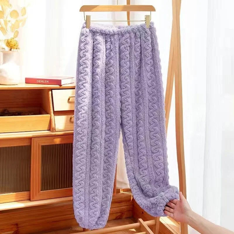 Women's Thick Coral Fleece PJs - Round Neck Winter Sleepwear, Plus Size - photo 18
