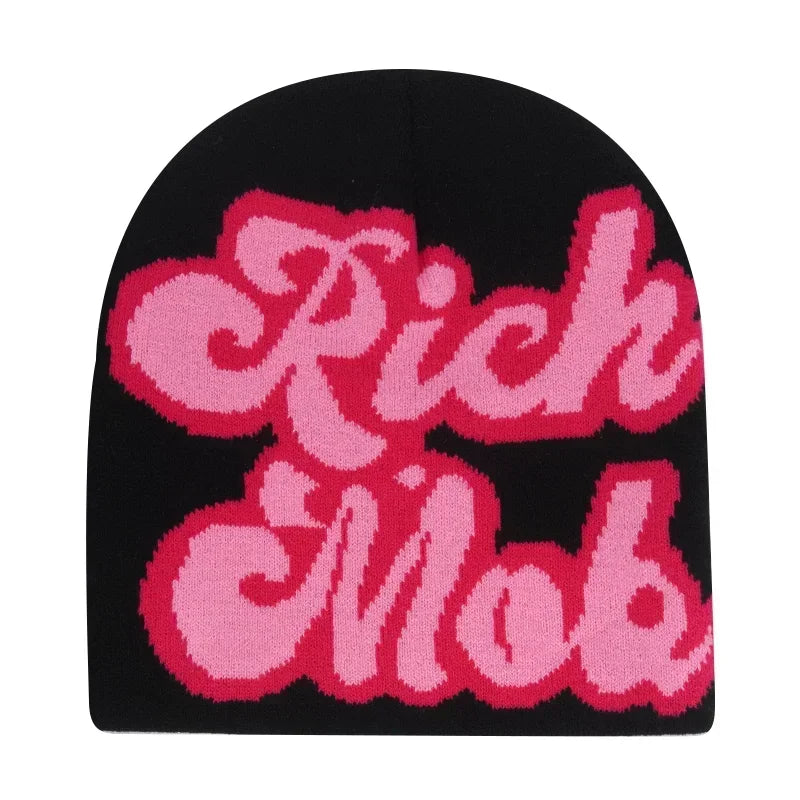 Y2K Letter Knit Beanie, Warm Ski Hat