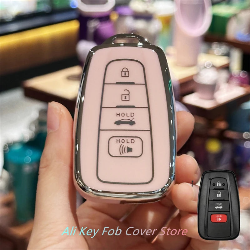for Toyota Key Fob Cover For 2020-2024 Highlander 2018-2024 RAV4 Camry C-HR Corolla Avalon Prius Key Shell Case Keychain