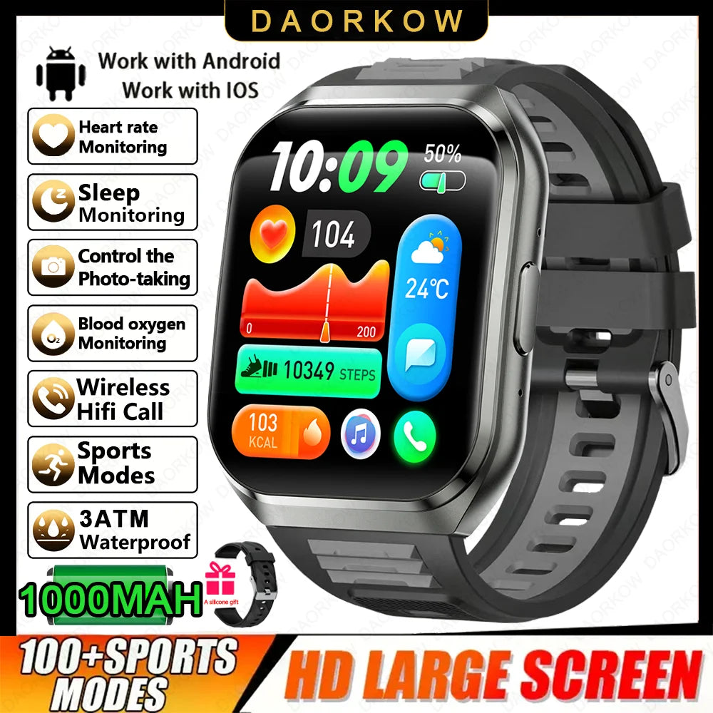 Men's Smart Watch — 1000mAh Long Standby, IP68, BT Calling