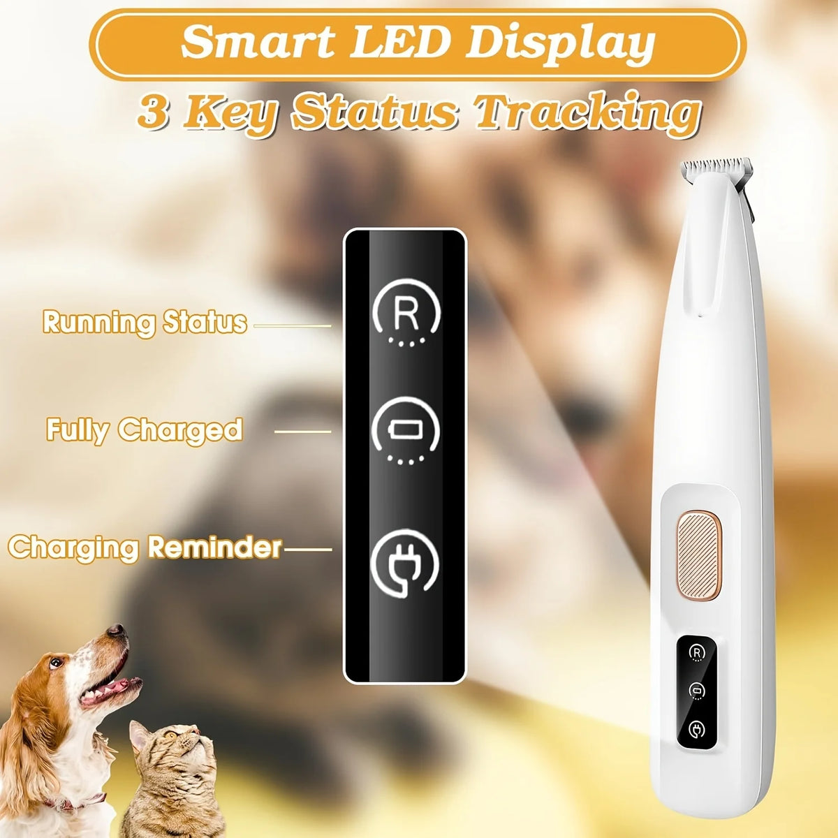Rechargeable Cat and Dog Grooming Scissors, USB Powered Paw Trimmer, Professional Pet Hair Clipper, Cat and Dog Foot Razor