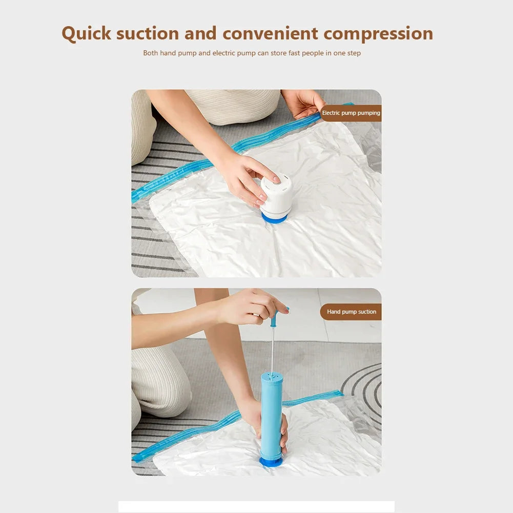 Vacuum Bag With Valve & Pump for Clothes Storing Large Plastic Compression Empty Bag Travel Accessories Storage Contain