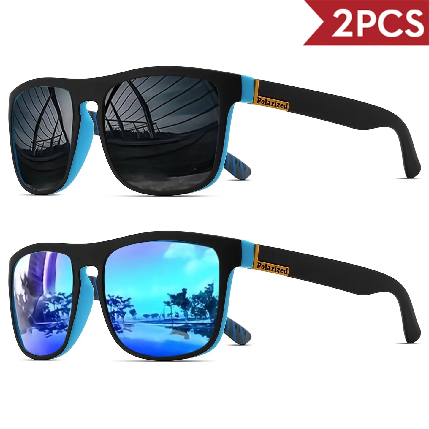Men's Square Polarized Sport Sunglasses — UV400 Multi-Pack
