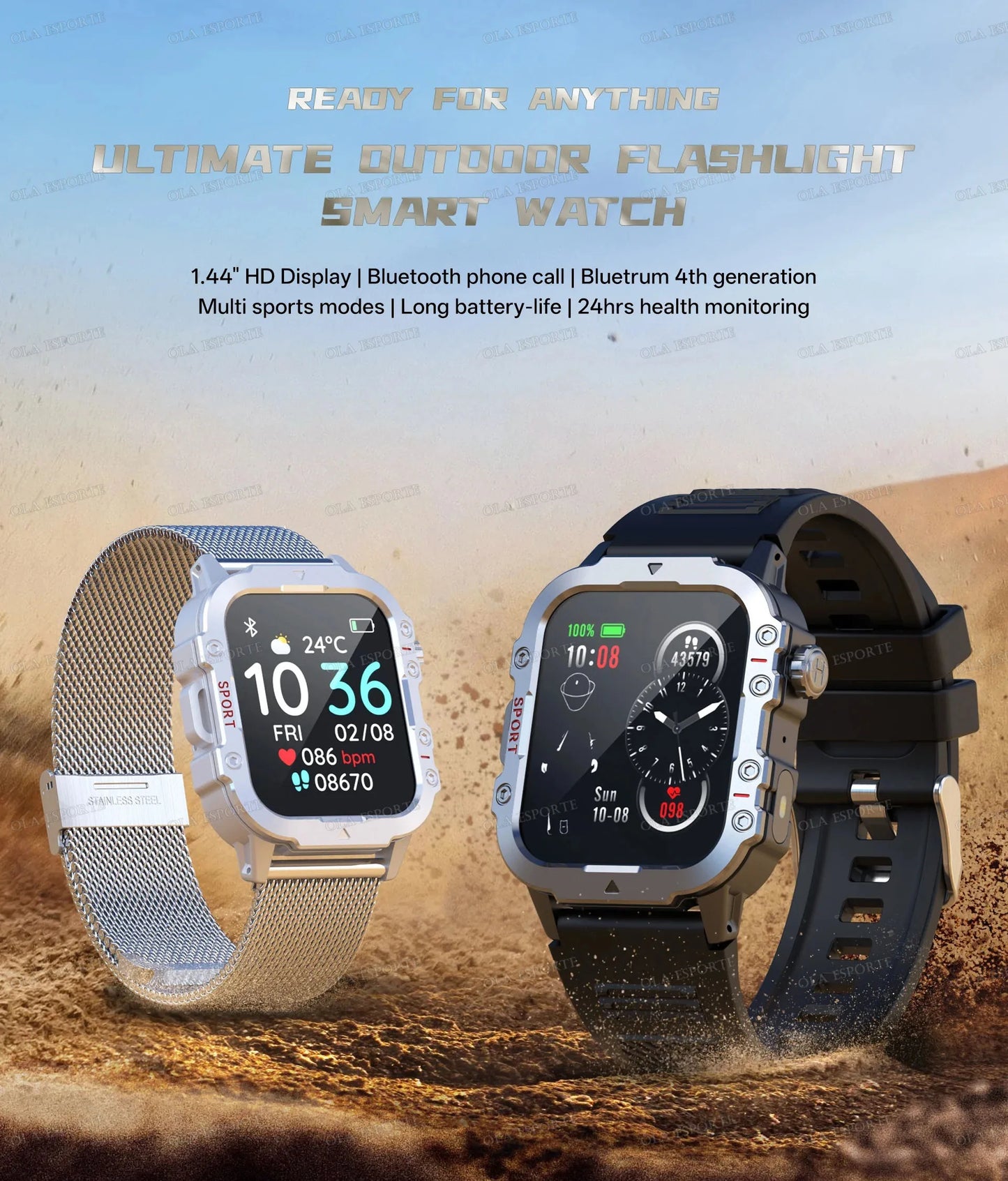 2026 Military Smart Watch – IP68 5ATM, 1.81" AMOLED, Bluetooth Call & Outdoor Fitness Tracker | Men