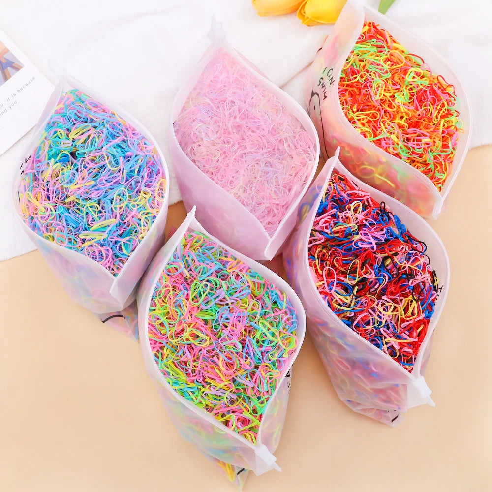 MMAlto Colorful Disposable Elastic Hair Ties for Girls – 500/1000/2026 Pcs Bulk Pack
