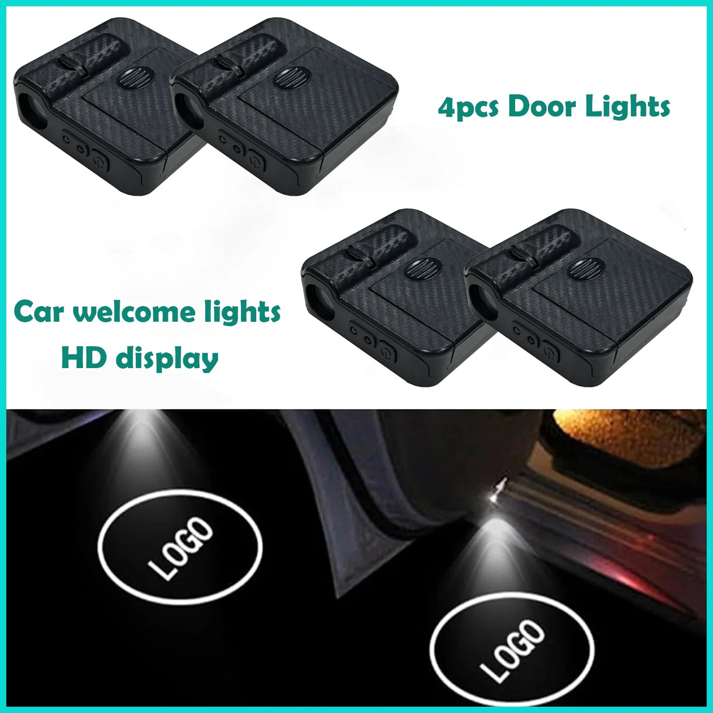 2/4 pcs Wireless Car Door Lights Projector with HD Car Door Lights LED Projector for Car Door Welcome Light