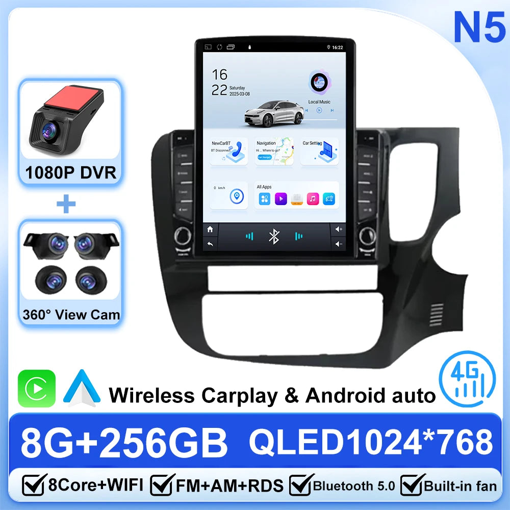 9.7 Android14 For Mitsubishi Outlander 3 XL RHD 2012-2025 Car Radio Car Multimedia Video Player 2Din Carplay Auto Stereo DVD CAM