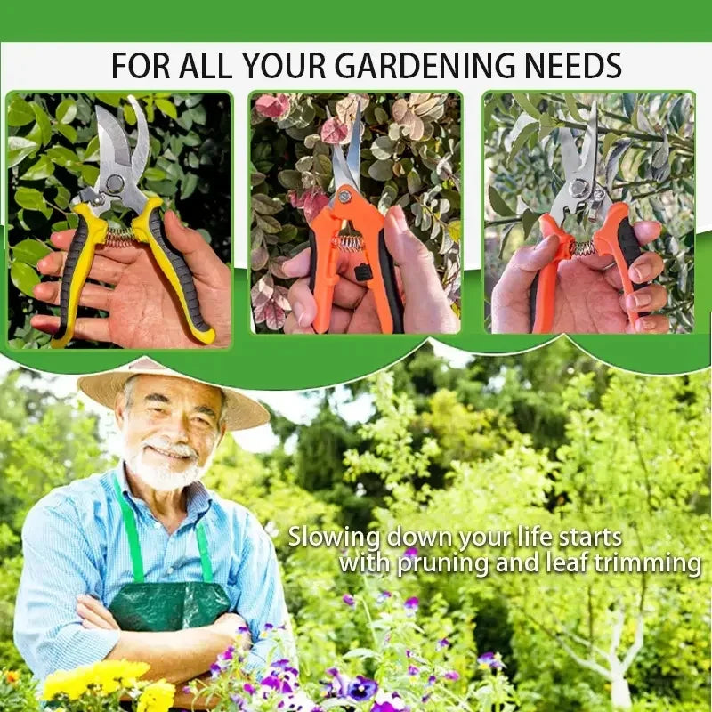 3-Pack Garden Pruning Shears – Stainless Steel Clippers & Snips for Trimming and Pruning