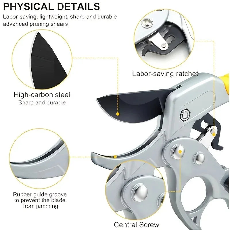Ergonomic Pruning Shears - Titanium-Plated Alloy Steel, Quick Efficient Cuts, Labor-Saving Spring, For Garden and Fruit Picking