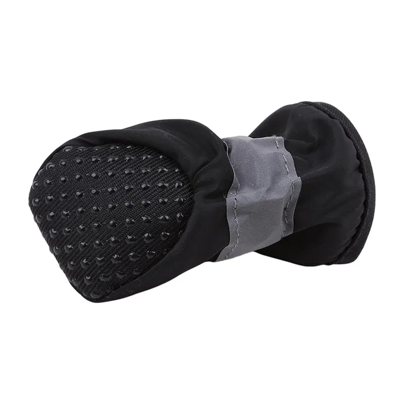 4Pcs Dog Boots Waterproof Non-slip Sole with Reflective Strip Adjustable Drawstring Soft Breathable Lining for Small Dogs