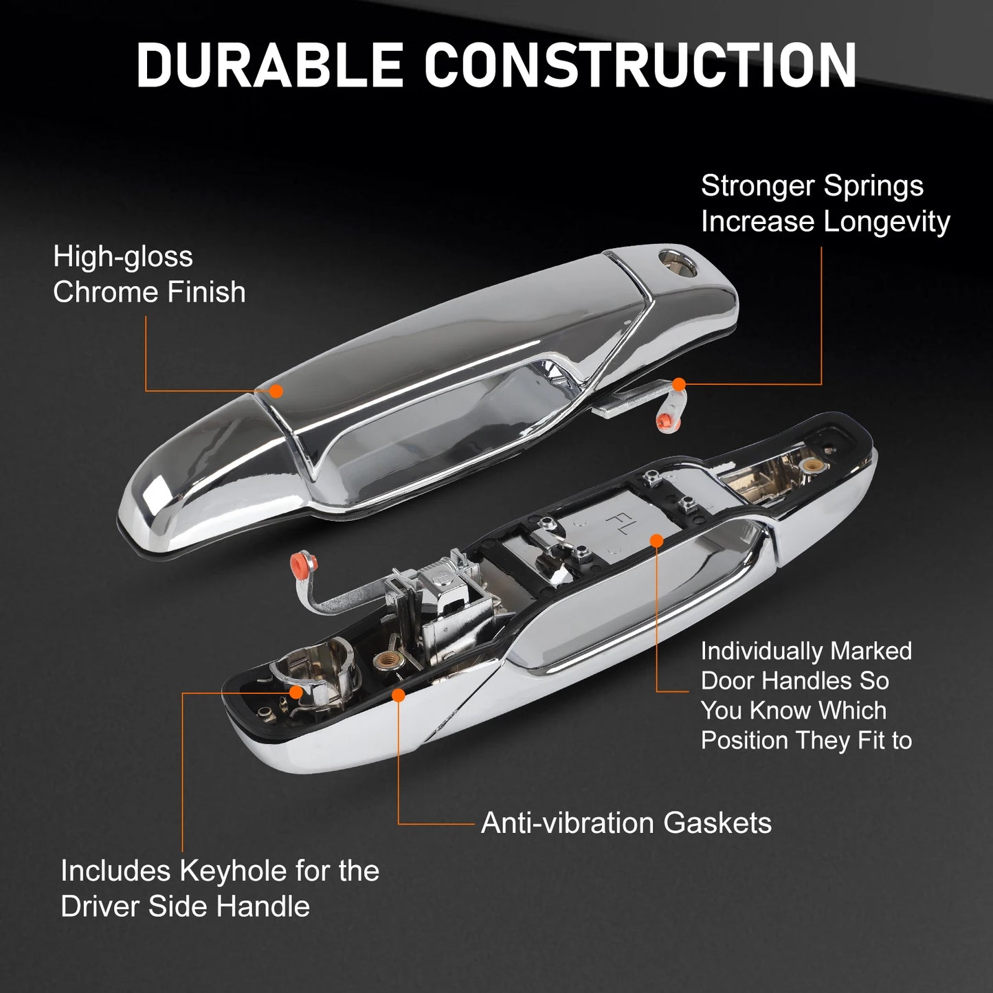 Nakuuly Exterior Chrome Door Handle 4PCS Front Rear Driver & Passenger For 2007-2014 Cadillac Escalade Chevy Avalanche Silverado