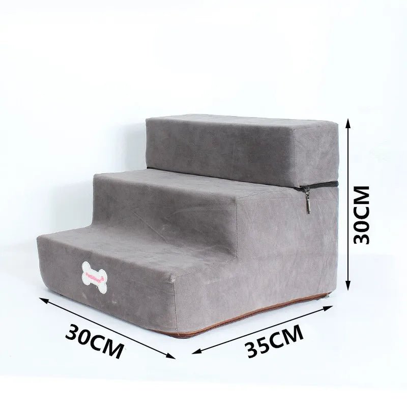 Hot Dog House-Style 3-Step Pet Stairs - Anti-Slip