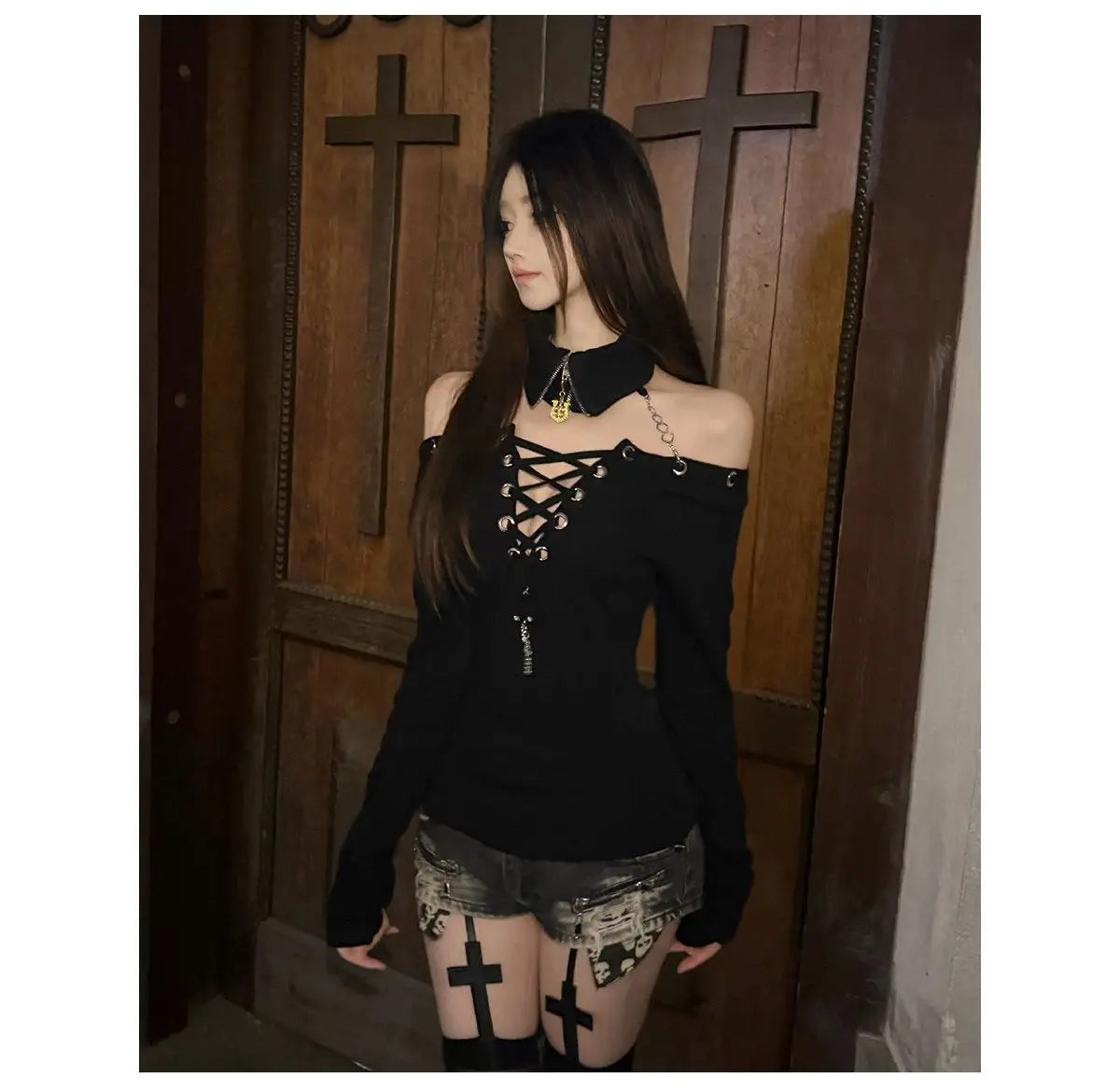 2026 Korean Punk Subculture Print Short Sleeve T-shirts Y2K Harajuku Gothic Loose Tees Streetwear Retro 2000s Vintage Women Tops