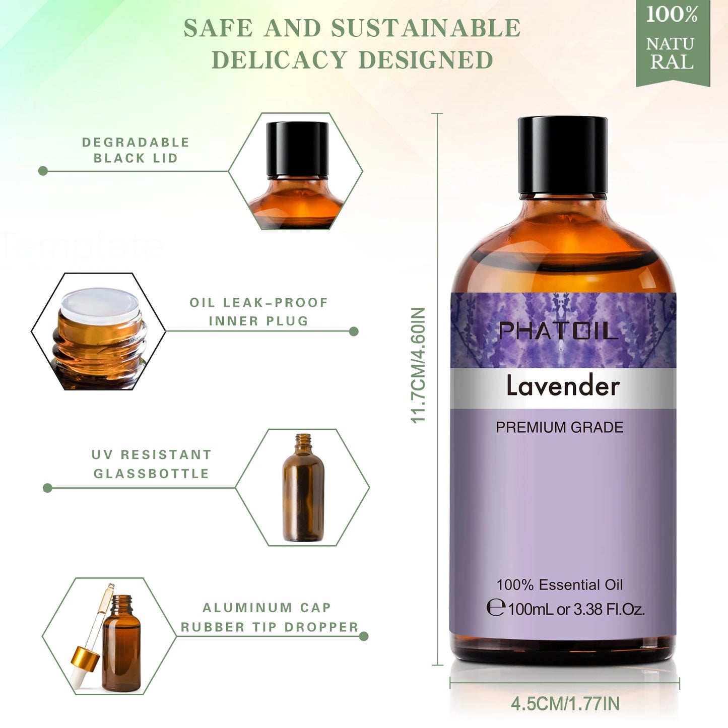 100ML Lavender Pure Natural Rose Essential Oils Humidifier Diffuser Vanilla Peppermint Cloves Tea Tree Ylang Lemon Aroma Oil