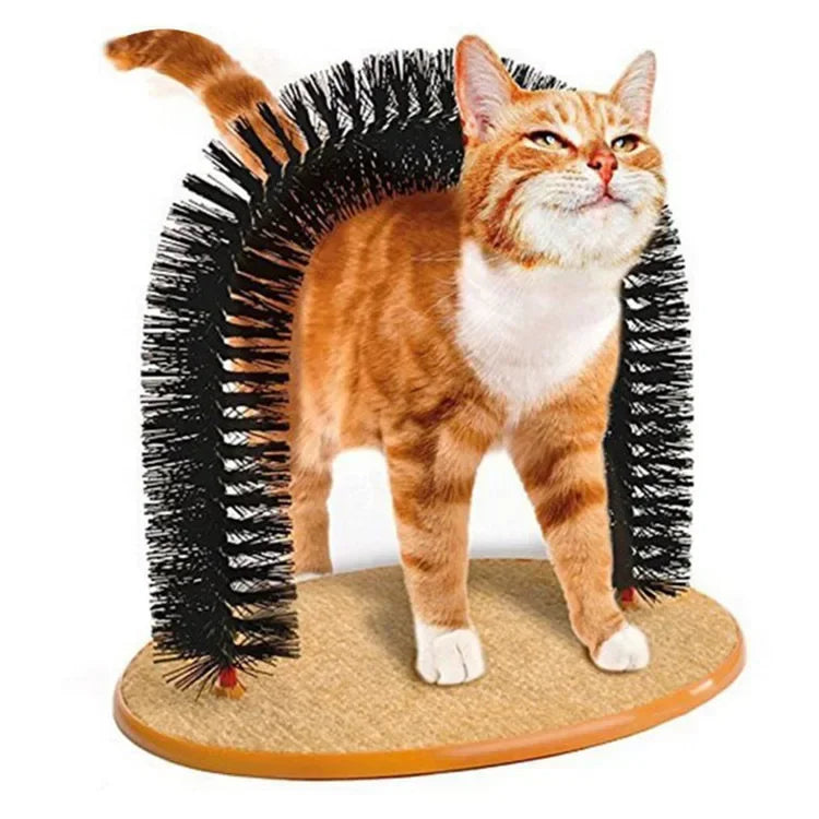 Cat Toy Arch Self Groome Pamper Feline with A Massage Grooming Rubbing Brush with Scratching Pad Toy for Cats Interactive Toys