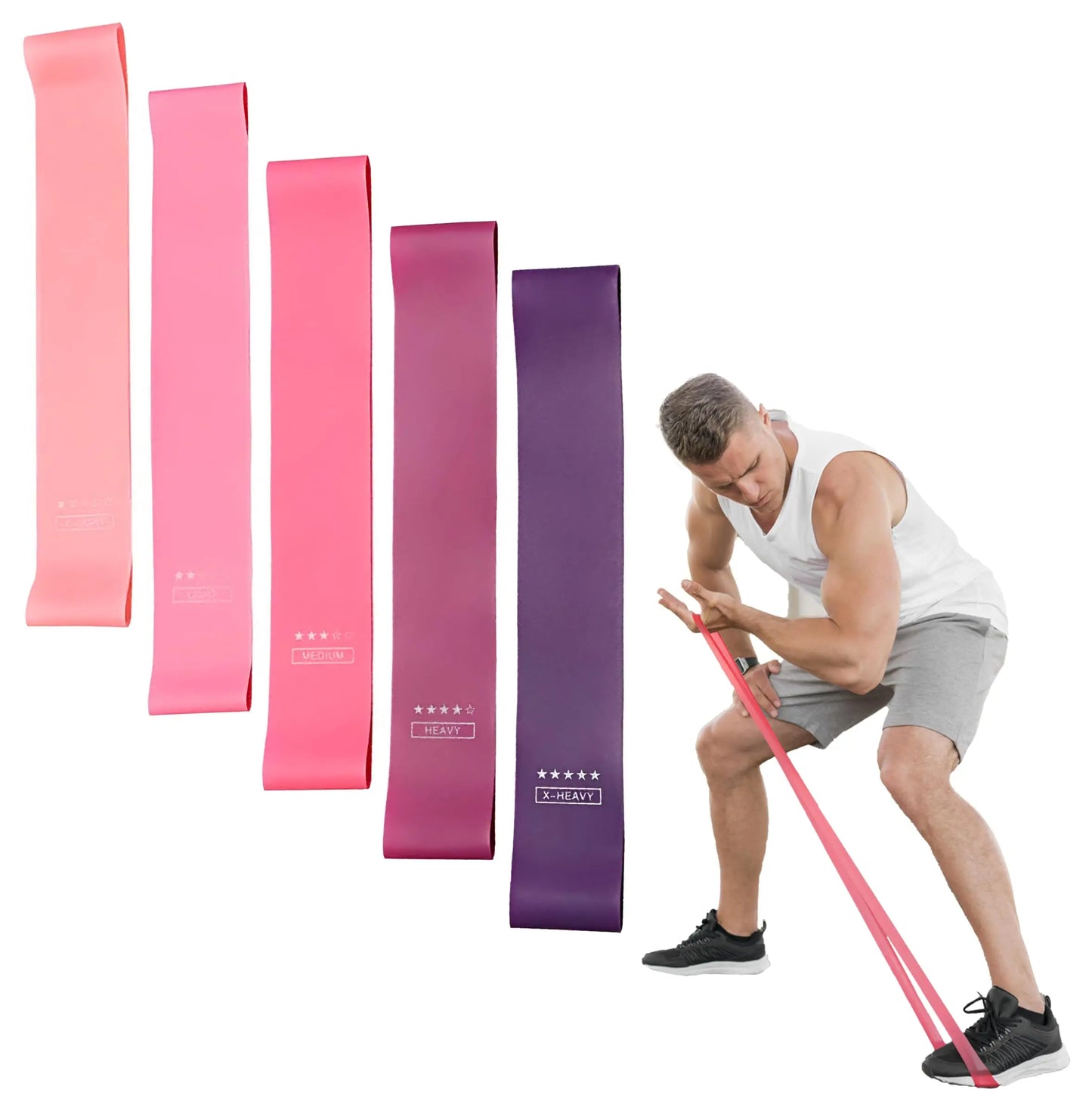 5Pcs Resistance Bands Set Fitness Elastic Loop Bands Yoga Pilates Exercise Stretch Bands for Glutes Legs Workout Training