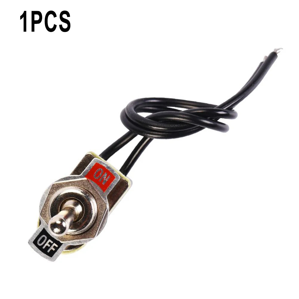 SPST 6A Toggle Switch Rocker SPST Contacts Switch Toggle With Wire Switch 12mm Cutout 1PCS 6A/125V Black+Silver