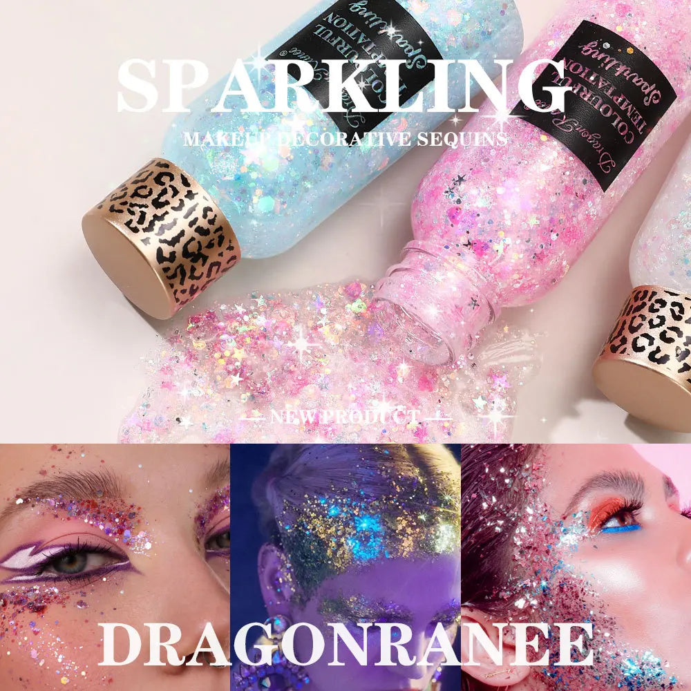 Eye Glitter Nail Hair Body Face Gel Art Waterproof High Gloss Glitter Body Multifunctional Makeup Decoration Party Festival