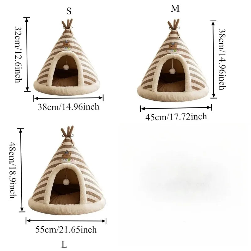 Plush Cat Tent Bed with Removable Cover - Warm House for Indoor Cats - photo 5
