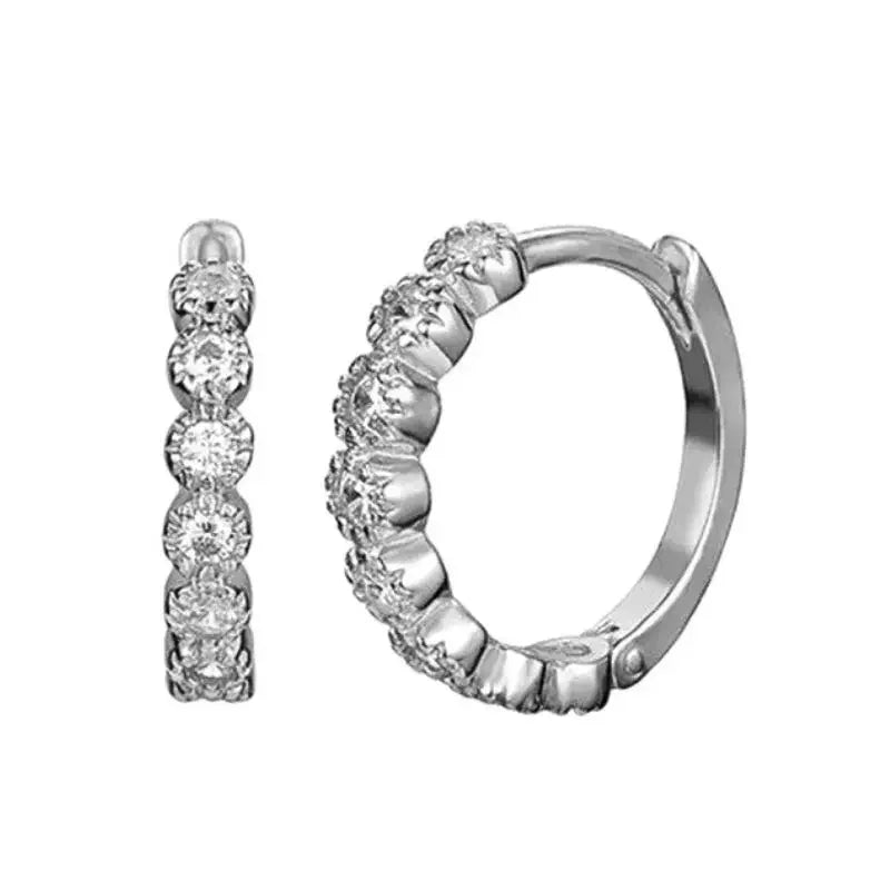 925 Sterling Silver Tassel Hoop Earrings for Women - White Zircon