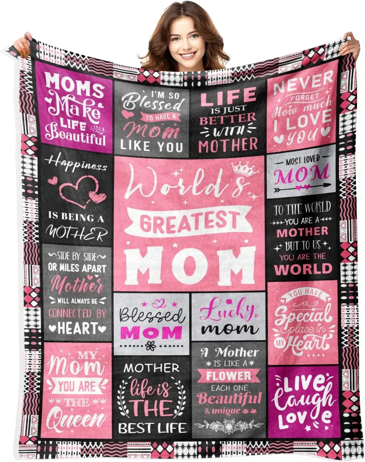 Gift for Mom Flannel Throw Blanket with Loving Message