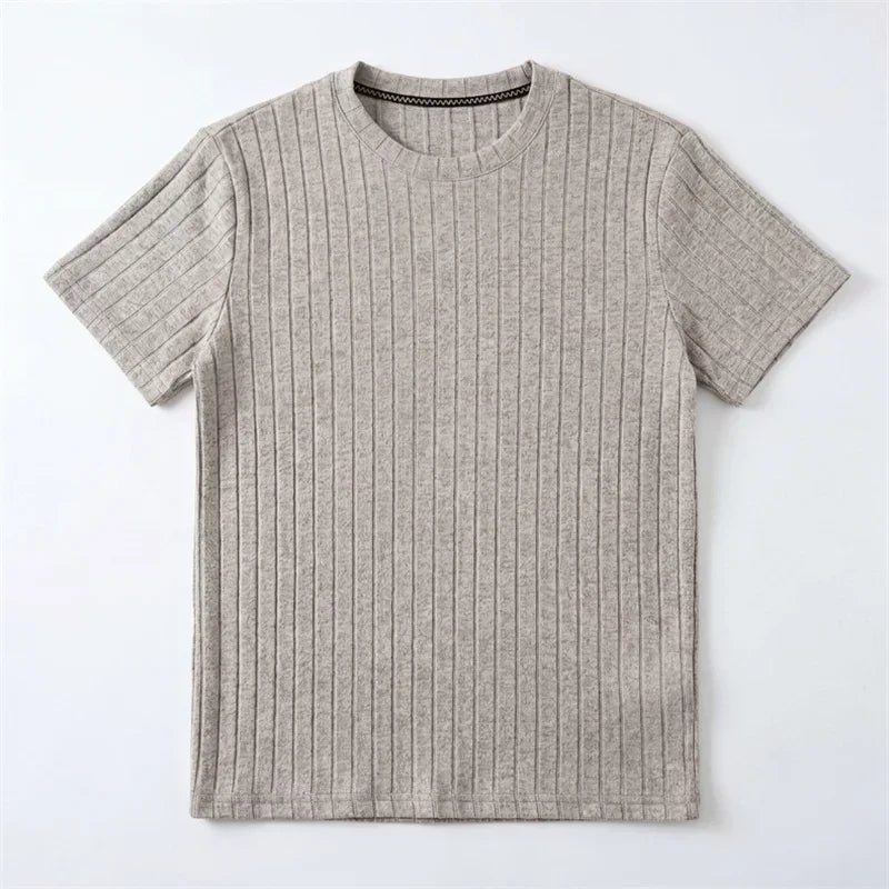 Men's Ribbed Tee - Short Sleeve, Breathable Comfortable Fit