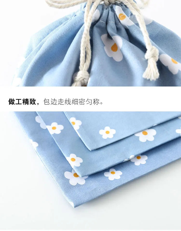 Cute Cotton Travel Storage Bag Drawstring Bag Dustproof Clothes Socks Cosmetic Packaging Organizer Drawstring Pocket