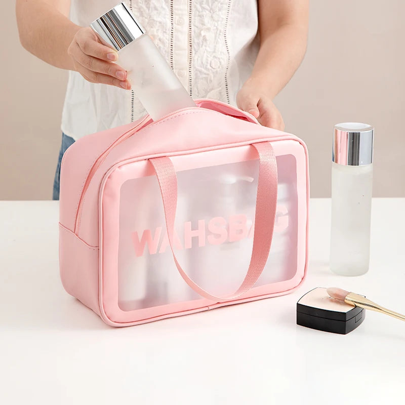 Large Capacity Makeup Bag Transparent PVC Waterproof Travel Toiletry Bag Cosmetics Organizer Storage Tote Clear 3Pcs Wash Bags