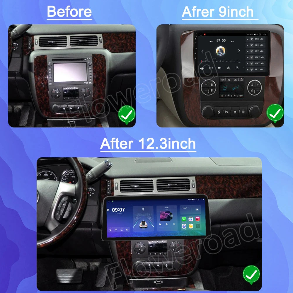 Android 15 Car QLED Screen For GMC Yukon Chevrolet Tahoe Suburban 2007-2013 GPS Navigation Multimedia Player Stereo Head Unit