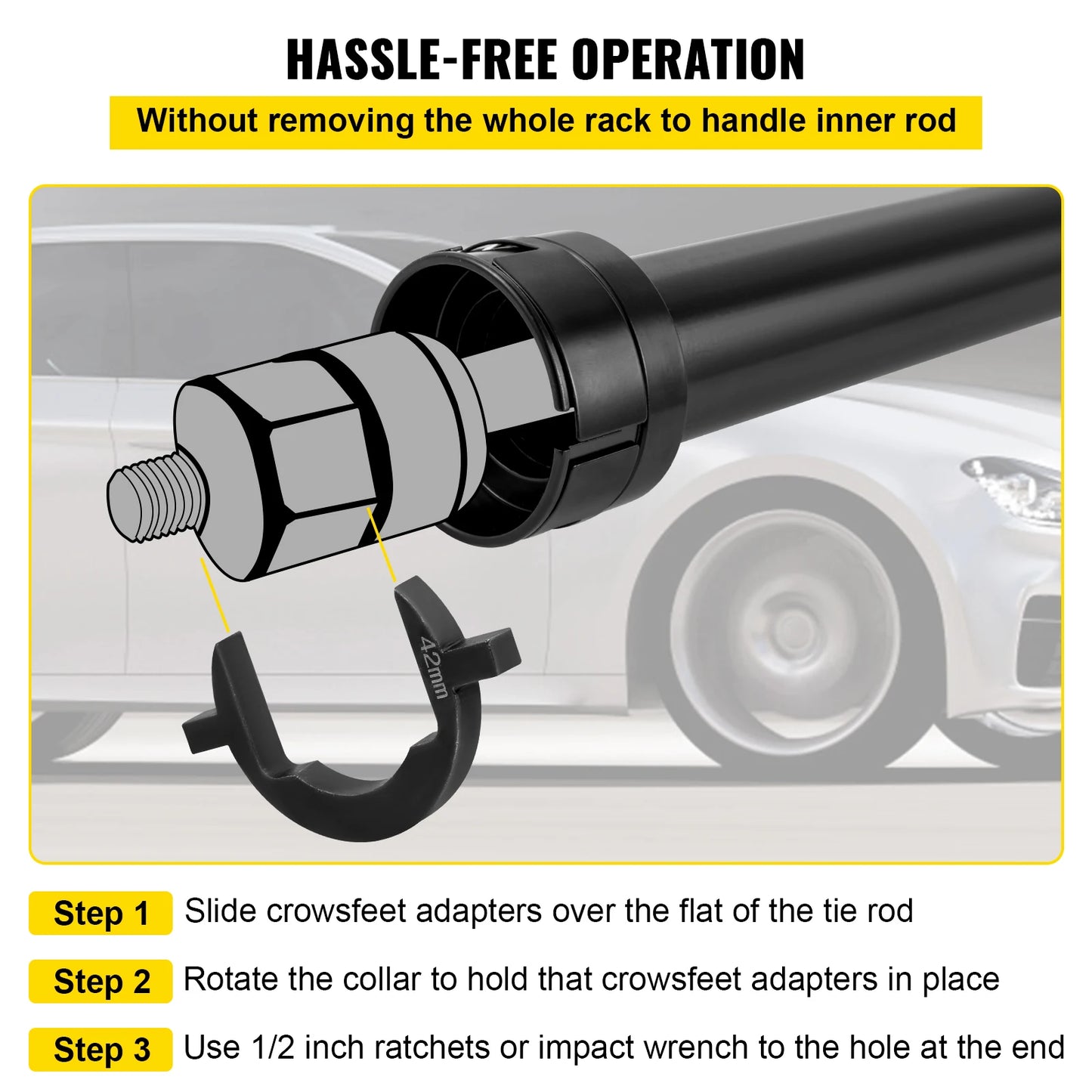 SucceBuy Inner Tie Rod Tool Kit 12 Pcs Tie Rod Removal Tool 12 Pcs Crowfoot Adapters Master Inner Tie Rod Tool Set Tie Rods Tool