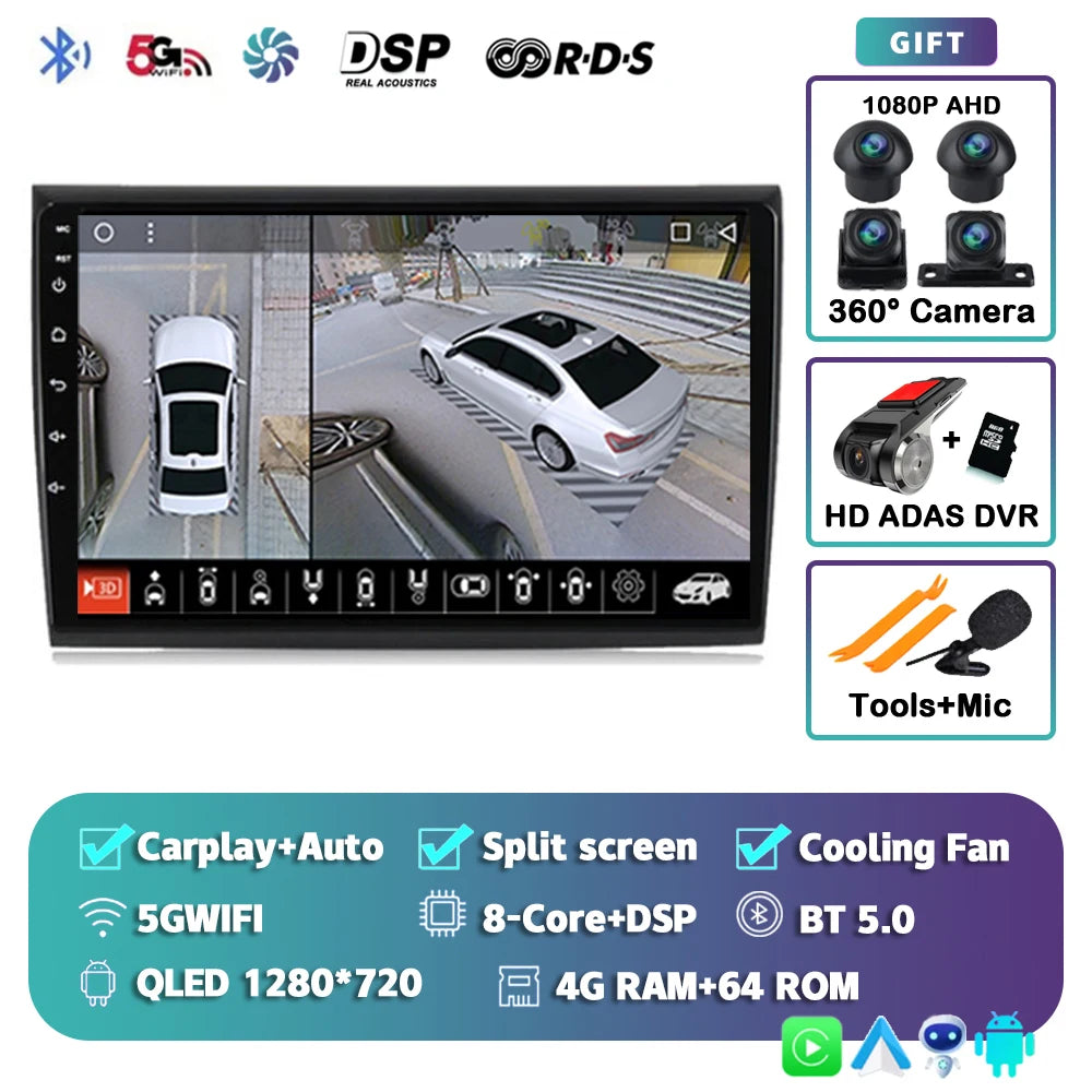 Car Stereo with Apple CarPlay & Android Auto, Compatible with Fiat Bravo 198 II (2007-2014)
