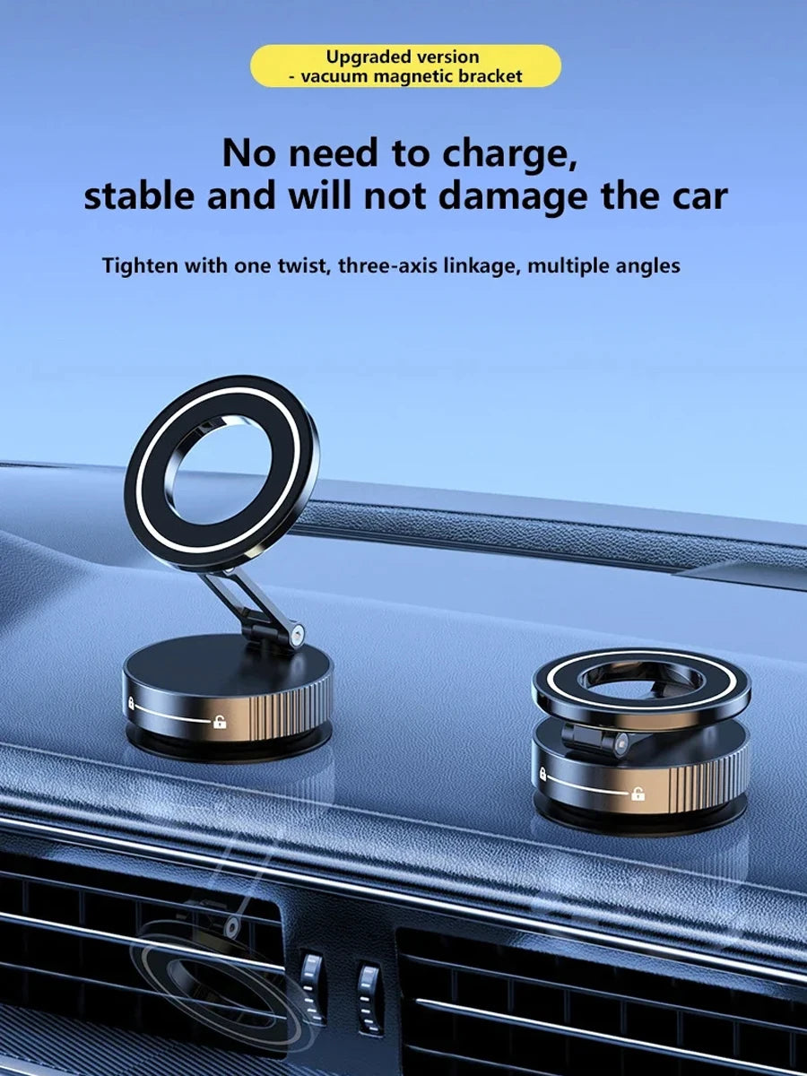Car Mount Electric Vacuum Magnetic Holder Foldable Strong Suction Stand Cell Phone For iphone 12 13 14 15 16 17 Live Streaming