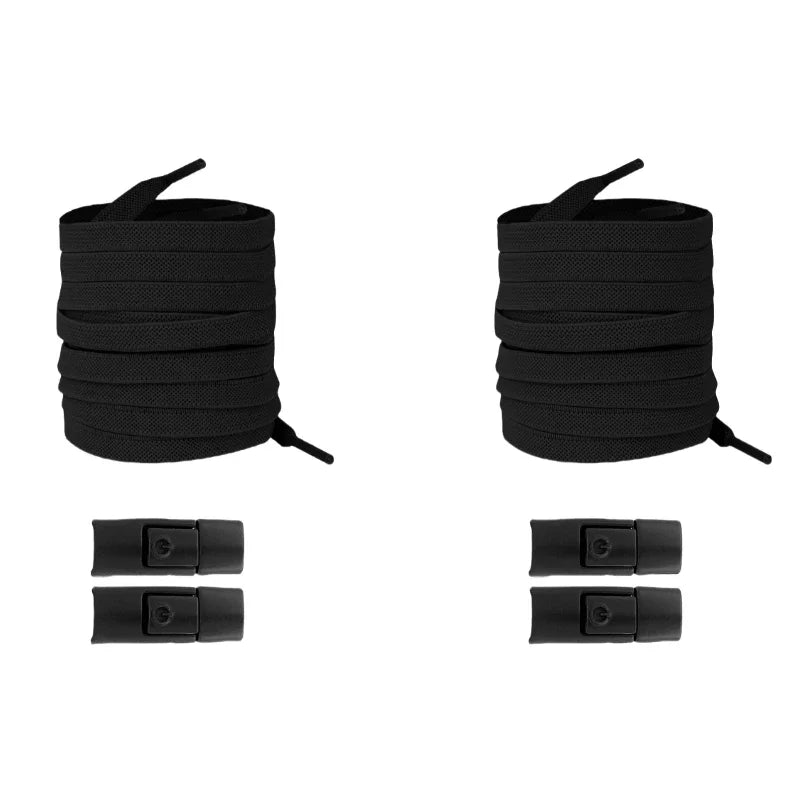 No-Tie Elastic Shoelaces with Press Lock – 8mm Flat Sneaker Laces for Kids & Adults | One Size Fits All Shoes