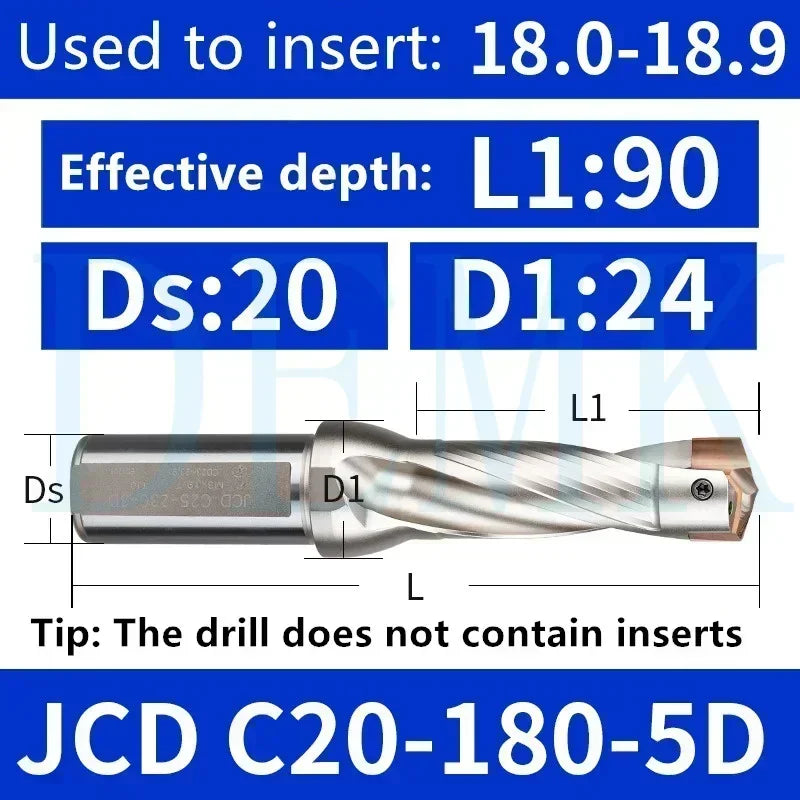 JCD Crown U-Drill Rod 10-25mm, Internal Cooling Indexable Drill