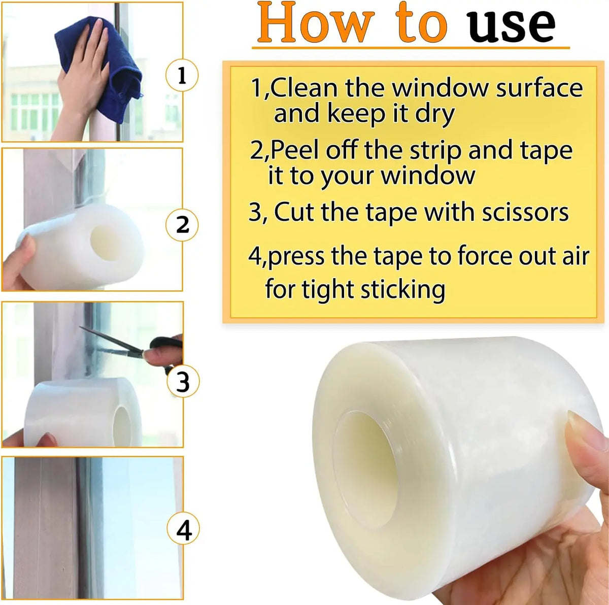 Clear Window Draft Seal Tape - Residue-Free Weather Sealing Strip - photo 4