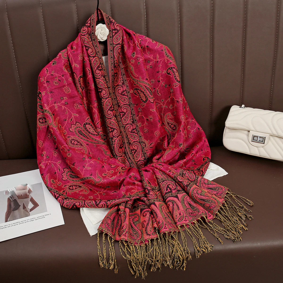 Women's Printed Pashmina Shawl, Soft Winter Scarf